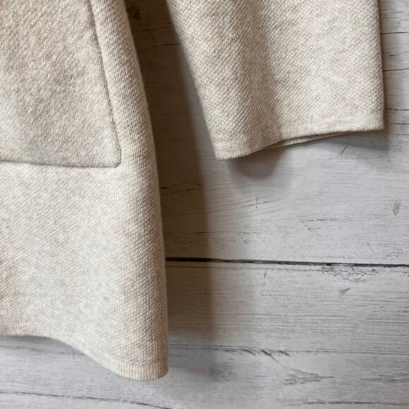 Loft Cardigan Womens Size Medium Oatmeal Open Knit Cotton Blend Pockets - Picture 5 of 15
